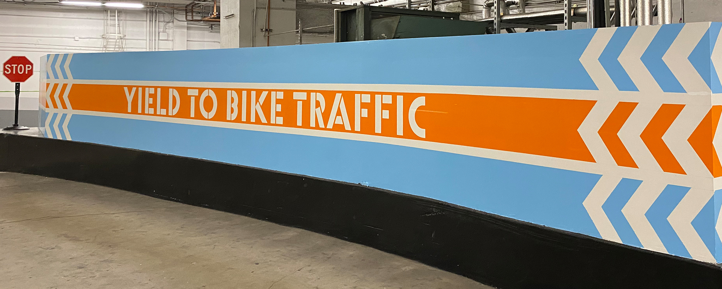 Epoxy Parking Structure Graphics Yield to Bike Traffic